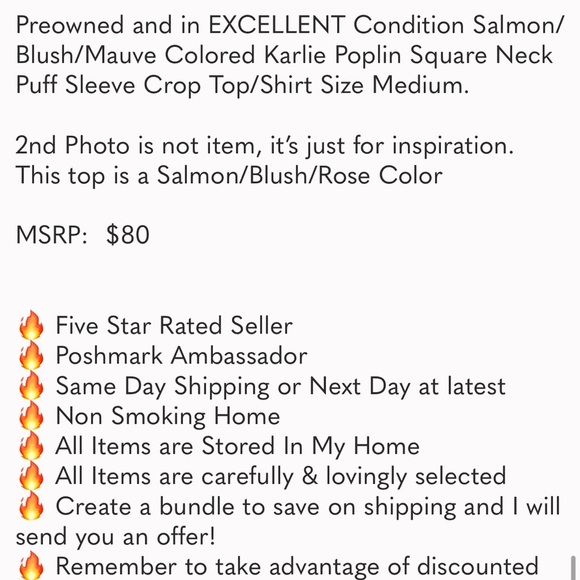 Salmon Karlie poplin square neckline size medium - Picture 14 of 14